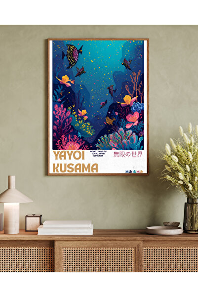 woodhomeworks Tek Parça Salon Ofis Dekor Tablo yayoı kusama