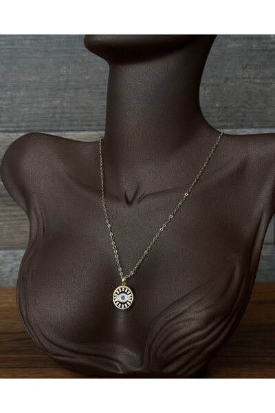 Toz Vintage قلادة إيترنا بيضاوية الشكل بتصميم عين الحسد على الطراز القديم