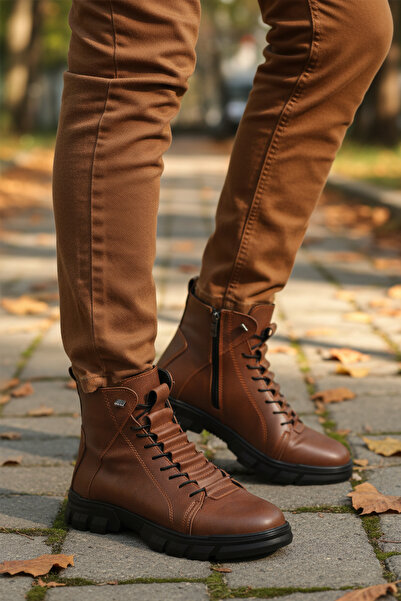 CONTEYNER 660 حذاء رجالي بني اللون بسحاب ونعل غير قابل للانزلاق