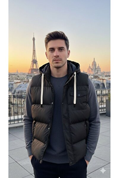 tomıross Vestă pentru bărbați Forlan, rezistentă la frig și la apă, cu glugă,...