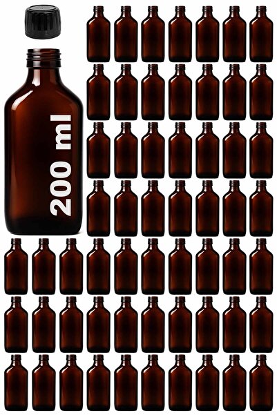 Afracam 200 ml Flat Medicine Syrup Bottle 200 Cc Amber Brown Glass Bottle wit...