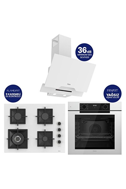 Ferre Fryart Digital Beyaz Cam Ankastre Set ( 65 CM Woklu OCAK ) QEP63CB+SC40...