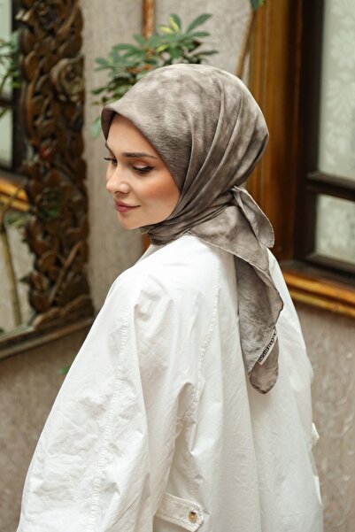 Tesettürnağme Eșarfă EcoZen TN2104 Cloud Pattern 07-Dark Smoked