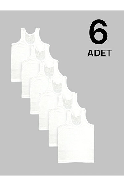 Erdenay Tekstil Economical Boys' Cotton Undershirts 6-Pack - White