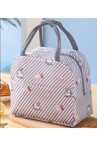 1way حقيبة غداء مطبوعة مقلمة رصاصي