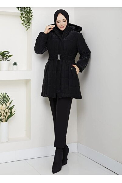 GLR&GYM SEMİRAMİS KADIN BÜYÜK BEDEN NOVA KUMAŞ ASTARLI KAPÜŞONLU KAPİTONE MONT