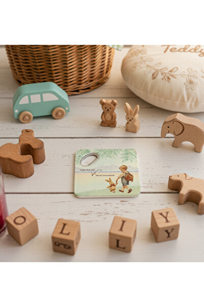 arslart sahil ve cocuk temalı kişiye özel magnet açacak & bardak altlığı, hoş...