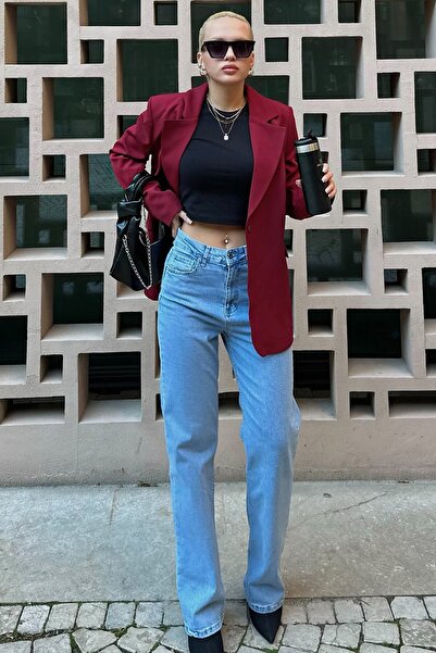 Trend Alaçatı Stili Women's Blue 5 Pocket Palazzo Jean V00030-A