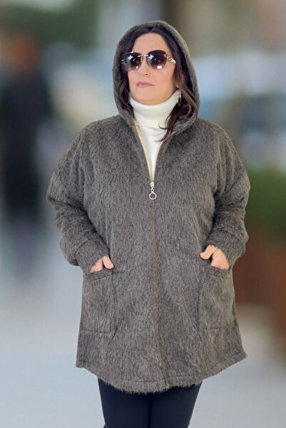 yagmurberen Imported Bearded Buckle Cloth with Zipper K Hooded Unlined Bag Pocket Large Size Buckle Jacket