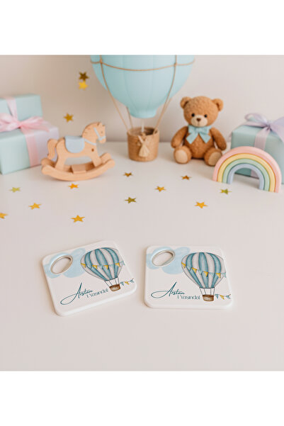 arslart Balon temalı kişiye özel magnet açacak & bardak altlığı, 1 yaş doğum ...