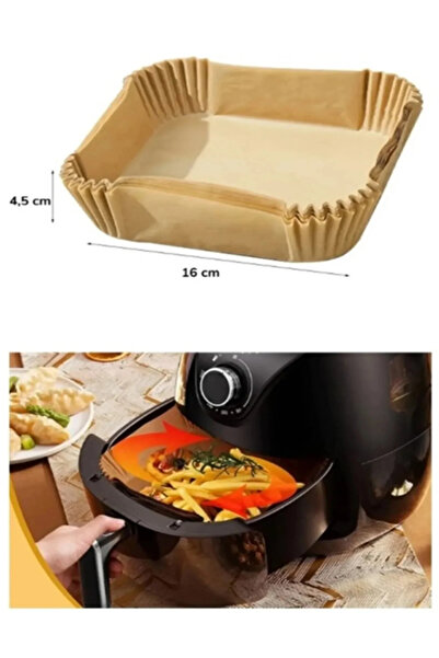 Tasarım Evi 50 Adet Airfryer Pişirme Kağıdı Hava Fritözü Kare Model Pişirme K...