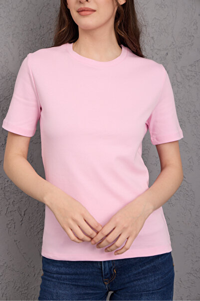 Moda Days Tricou roz pentru femei supradimensionat basic guler rotund cu mânecă scurtă, potrivire confortabilă