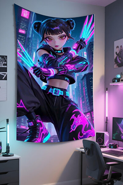 RUGRUMBA Demon Hunters Baskılı Duvar Örtüsü – K-Pop Temalı, Kaliteli Kumaş, T...