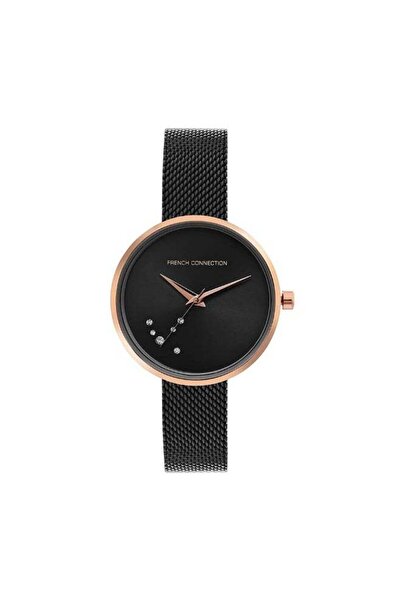 French Connection Women's Analog Watch with Black Dial and Black Stainless St...