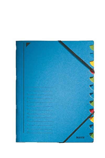 Leitz Mapa Fashion, carton, 100% reciclat, Blue Angel, reciclabil, A4, 12 separatoare, albastru,