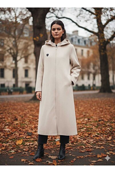 Hakko Tak Çıkar Şapkalı Kaşe Manto