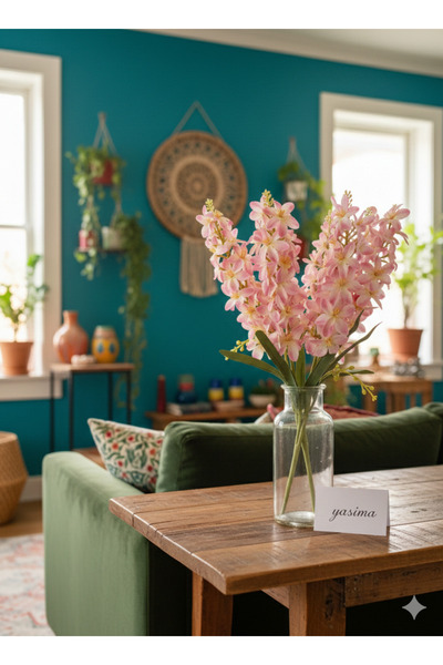 YAPAY ÇİÇEK DERYASI زهور الياسمين الوردية الفاتحة ذات 5 فروع لتزيين المنزل والتنظيم