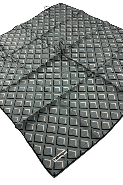 Tesettürnağme وشاح إيكوزين TN2103 بنمط هندسي 07-رمادي فضي