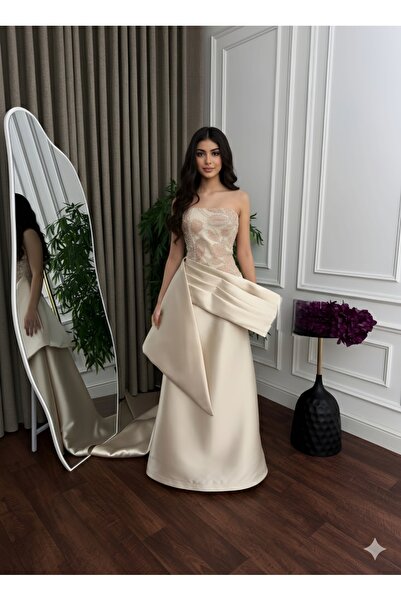 TOP BERLANTY فستان سهرة "تولين" الملكي - أناقة الستان والتطريز الفاخر