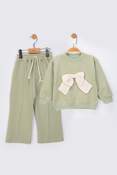 baby flamindo طقم رياضي موسمي للفتيات من القطن الموسلين بخيطين مع فيونكة