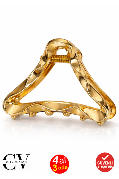 cityvision مشبك شعر ذهبي على شكل مثلث – مشبك معدني حديث 6 سم