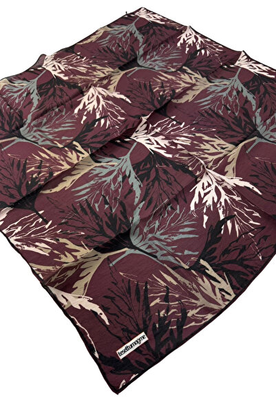 Tesettürnağme EcoZen Κασκόλ TN2105 Λουλουδάτο σχέδιο 11-Μπορντό-Μαύρο-Γκρι