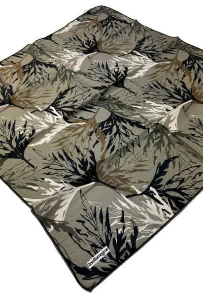 Tesettürnağme EcoZen Κασκόλ TN2105 Λουλουδάτο σχέδιο 13-Λινό-Μαύρο-Εκρού