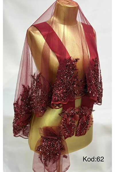 GÜRLEK TEKSTİL Işıl Işıl Güpürlü Gelin Duvağı Seti Düğün Yüz Örtüsü Kına Gece...