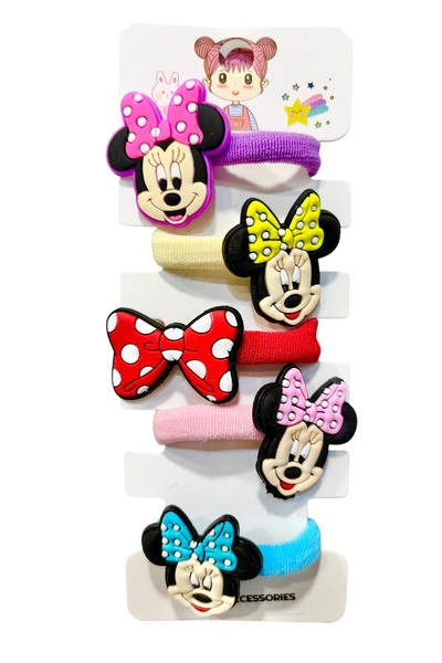 SHEKER HOME مجموعة مشابك مطاطية للفتيات والأطفال من ميكي وميني - 5 قطع