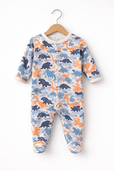 Baby Fou Dino-Self-Gloved Jumpsuit with Booties