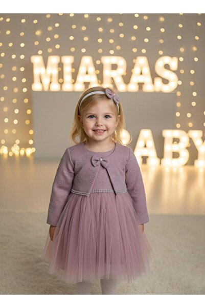 miaras baby Kız Çocuk Fiyonklu Bolerolu Elbise