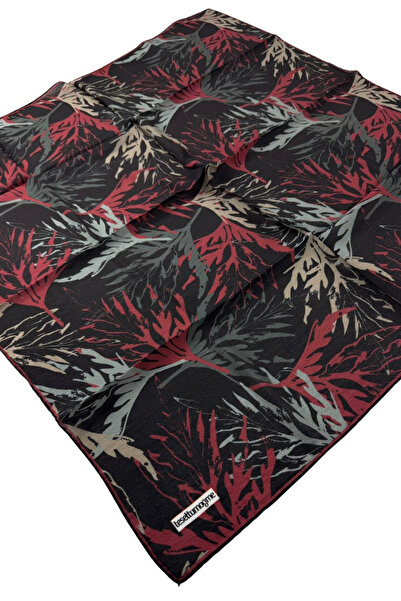 Tesettürnağme EcoZen Κασκόλ TN2105 Floral Pattern 04-Μαύρο-Κόκκινο-Γκρι