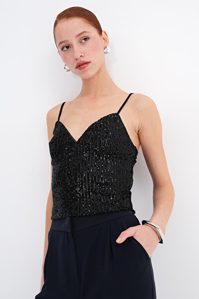 Addax Strappy Sequin Blouse A17772