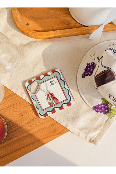 arslart Vintage tavşan temalı kişiye özel magnet açacak & bardak altlığı, doğ...