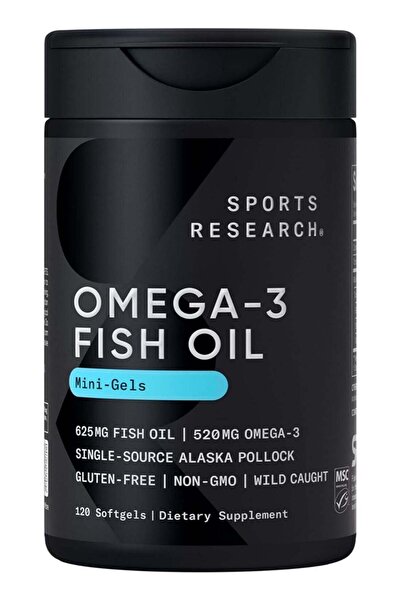 Sports Research Omega-3 Fish Oil AlaskOmega Mini Gels 625mg (120 softgels)