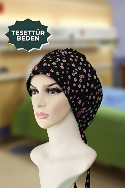 YİĞİTBAŞI ÇİÇEKKURDELE DESEN LİKRALI Doktor Hemşire Aşçı Cerrahi Bone Hastane Anne Bone İş Bandanası Lastikli