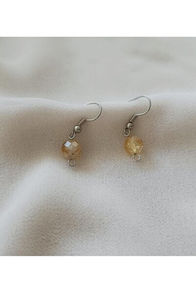 Hd Marketim Küpe Doğaltaş Sallantılı Sitrin Foset Kesim Yay Burcu Taşı Küpe