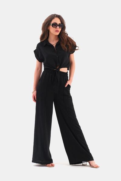 VELİZADE Model confortabil pentru femei, cu talie elastică, buzunare, pantalo...