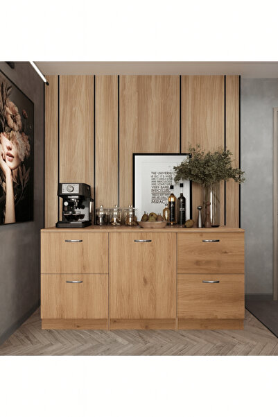 Tdesigno Badem Mutfak 1 Kapaklı - 4 Çekmeceli Alt Modül - 150 cm - Çok Amaçlı...