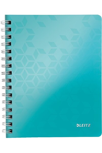 Leitz Caiet de birou WOW, PP, certificare FSC, reciclabil, A5, 80 coli, cu spira, dictando, turcoaz