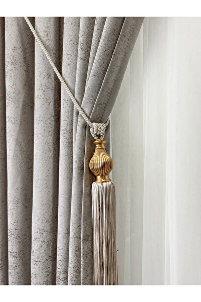 cheap's home Luxury Knob Detail Tassel Ceiling Hanging Valance Curtain Accessory (Braçol)