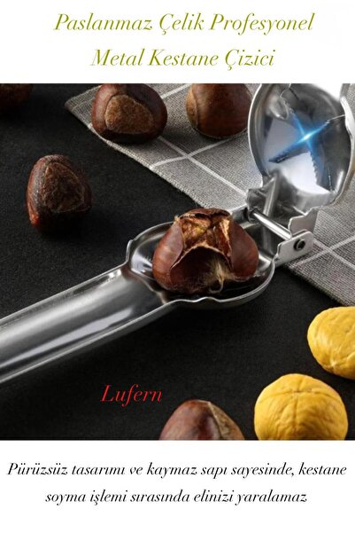 Lufern Paslanmaz Çelik Profesyonel Metal Kestane Çizici Pense Fındık Açacak Güvenli Pratik Soyma Dayanıklı