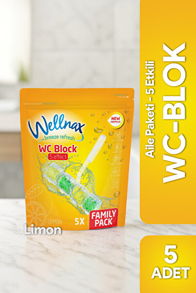Wellnax breeze refresh ( 5'li Paket ) WC Blok Limon – Yoğun Köpük Etkisi, Hij...