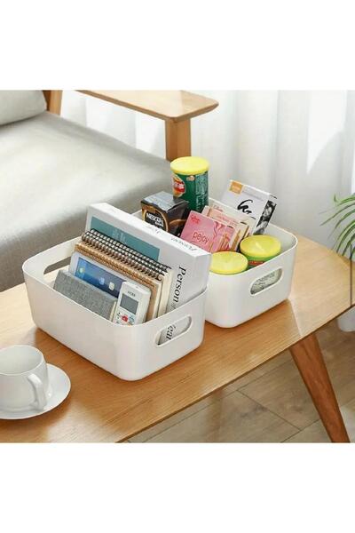 Lilya Home 4 Adet 4 Lt Dolap Içi, Buzdolabı Düzenleyici, Banyo, Mutfak Organizeri Sepet BEYAZ 24cm16cm11cm