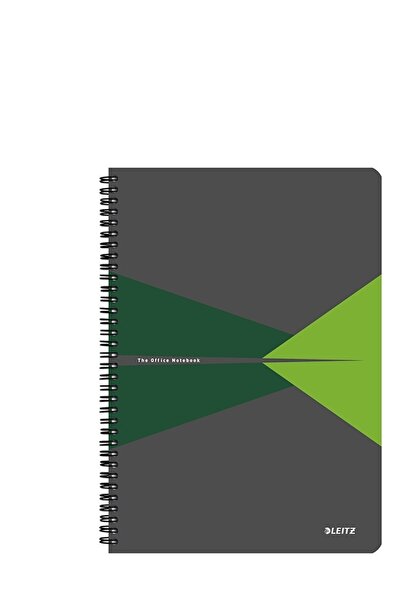 Leitz Caiet verde birou Office, PP, certificare FSC, reciclabil, A5, 90 coli, cu spira, matematica,