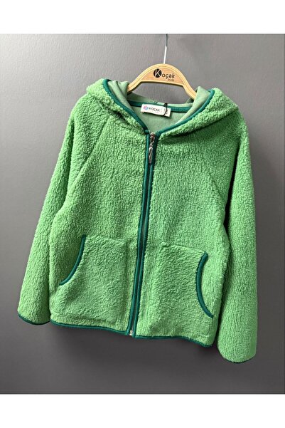 Koçak Kids معطف من القطيفة باللون الأخضر بغطاء للرأس للأولاد والبنات من الجنسين