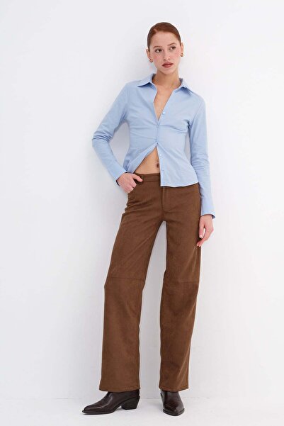 Addax Suede Wide Leg Pants Pn17615
