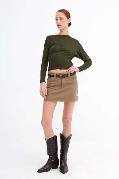 Addax Belted Denim Mini Skirt E17763