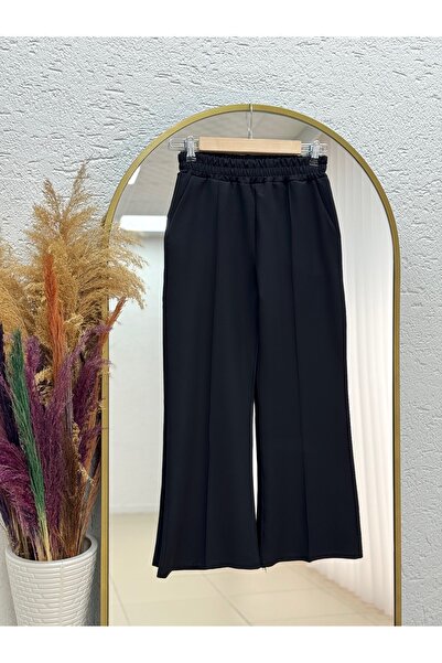MİHRA STORE Elanur piped Flared Trousers-Mt4722 Black