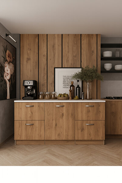 Tdesigno Badem Mutfak 1 Kapaklı - 4 Çekmeceli Alt Modül - 150 cm - Çok Amaçlı...